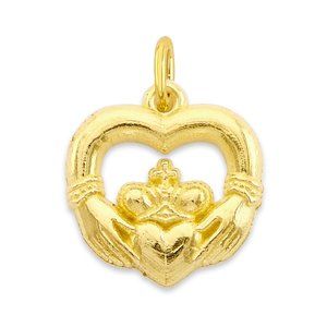 10k Gold Claddagh Charm, Friendship Jewelry Tiny Cute Charm